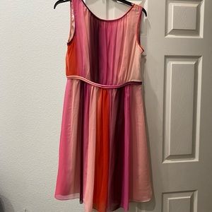 Boden sleeveless colorful dress. Several shades of pink.